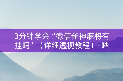 3分钟学会“微信雀神麻将有挂吗”（详细透视教程）-哔哩哔哩