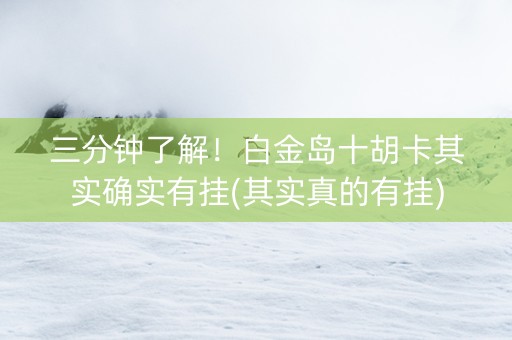 三分钟了解！白金岛十胡卡其实确实有挂(其实真的有挂)
