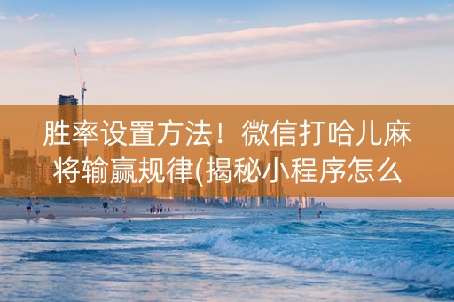 胜率设置方法！微信打哈儿麻将输赢规律(揭秘小程序怎么容易赢)