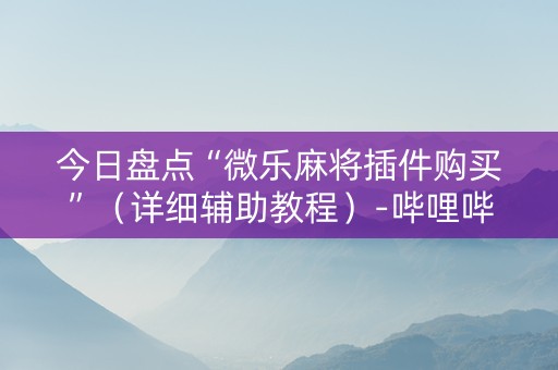 今日盘点“微乐麻将插件购买”（详细辅助教程）-哔哩哔哩