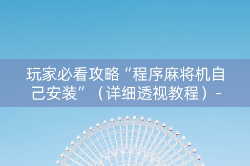 玩家必看攻略“程序麻将机自己安装”（详细透视教程）-哔哩哔哩