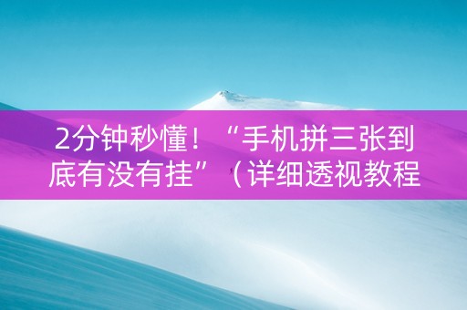 2分钟秒懂！“手机拼三张到底有没有挂”（详细透视教程）-哔哩哔哩