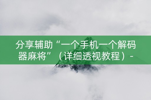 分享辅助“一个手机一个解码器麻将”（详细透视教程）-哔哩哔哩
