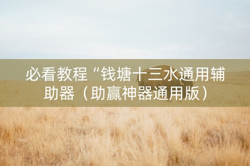 必看教程“钱塘十三水通用辅助器（助赢神器通用版）