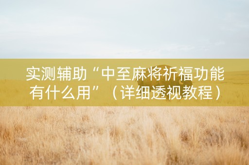 实测辅助“中至麻将祈福功能有什么用”（详细透视教程）-哔哩哔哩