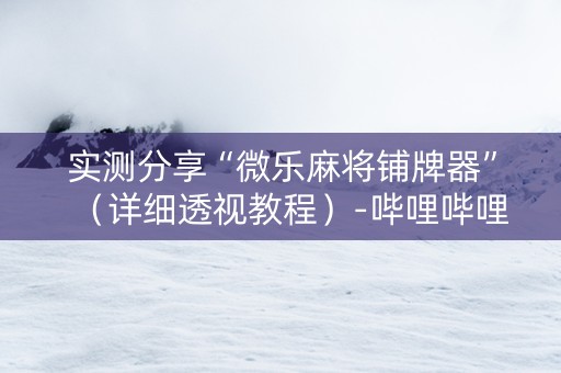 实测分享“微乐麻将铺牌器”（详细透视教程）-哔哩哔哩