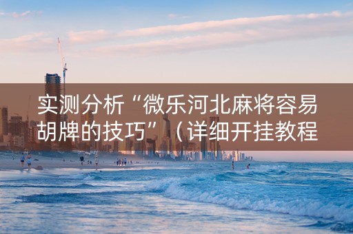 实测分析“微乐河北麻将容易胡牌的技巧”（详细开挂教程）-哔哩哔哩