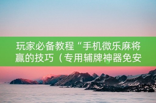 玩家必备教程“手机微乐麻将赢的技巧（专用辅牌神器免安装）