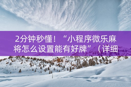 2分钟秒懂！“小程序微乐麻将怎么设置能有好牌”（详细透视教程）-哔哩哔哩
