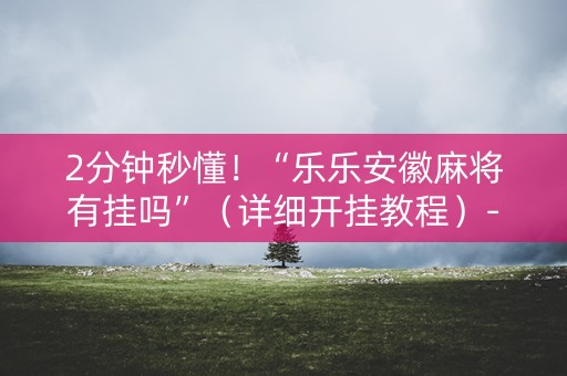 2分钟秒懂！“乐乐安徽麻将有挂吗”（详细开挂教程）-哔哩哔哩