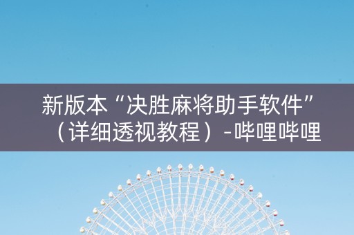 新版本“决胜麻将助手软件”（详细透视教程）-哔哩哔哩