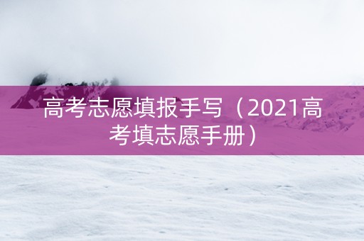 高考志愿填报手写（2021高考填志愿手册）