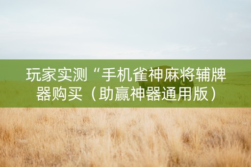 玩家实测“手机雀神麻将辅牌器购买（助赢神器通用版）