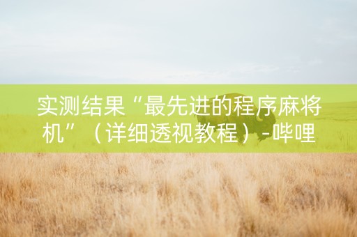 实测结果“最先进的程序麻将机”（详细透视教程）-哔哩哔哩