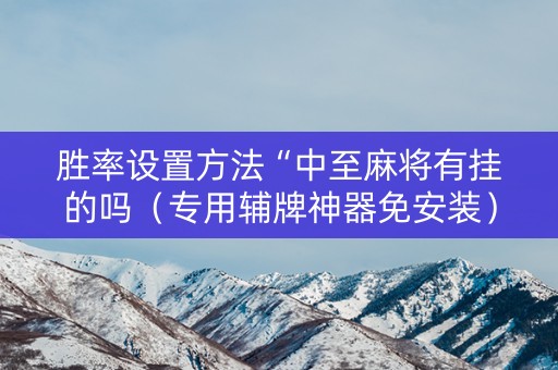 胜率设置方法“中至麻将有挂的吗（专用辅牌神器免安装）