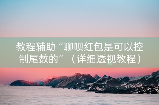 教程辅助“聊呗红包是可以控制尾数的”（详细透视教程）-哔哩哔哩