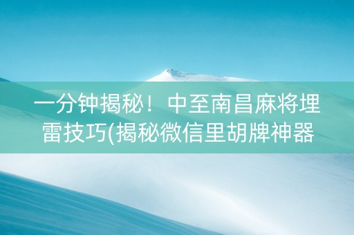 一分钟揭秘！中至南昌麻将埋雷技巧(揭秘微信里胡牌神器)