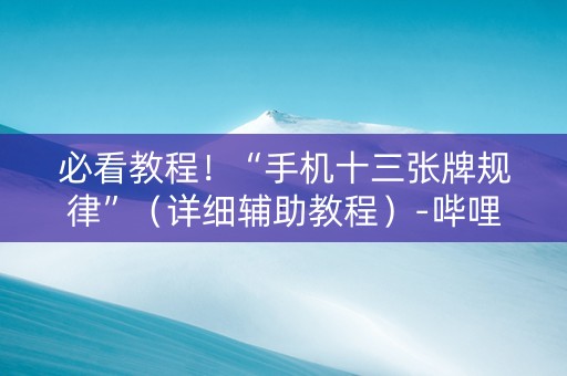 必看教程！“手机十三张牌规律”（详细辅助教程）-哔哩哔哩