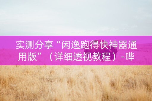 实测分享“闲逸跑得快神器通用版”（详细透视教程）-哔哩哔哩