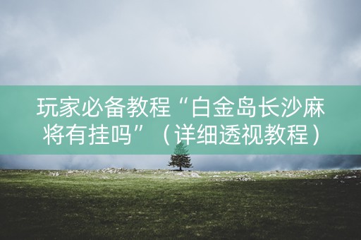 玩家必备教程“白金岛长沙麻将有挂吗”（详细透视教程）-哔哩哔哩