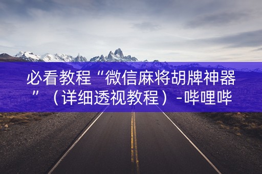 必看教程“微信麻将胡牌神器”（详细透视教程）-哔哩哔哩