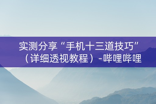 实测分享“手机十三道技巧”（详细透视教程）-哔哩哔哩