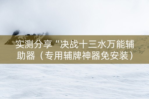 实测分享“决战十三水万能辅助器（专用辅牌神器免安装）