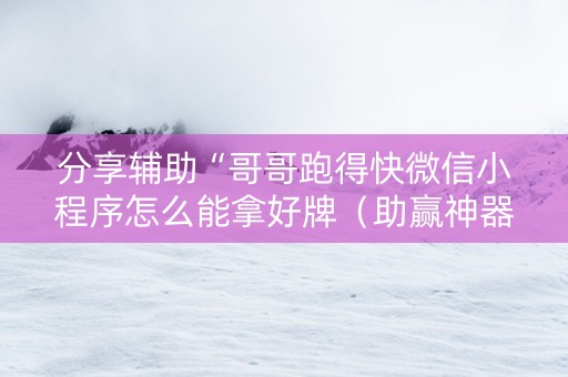 分享辅助“哥哥跑得快微信小程序怎么能拿好牌（助赢神器通用版）