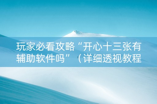 玩家必看攻略“开心十三张有辅助软件吗”（详细透视教程）-哔哩哔哩