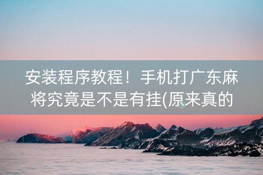 安装程序教程！手机打广东麻将究竟是不是有挂(原来真的有挂)