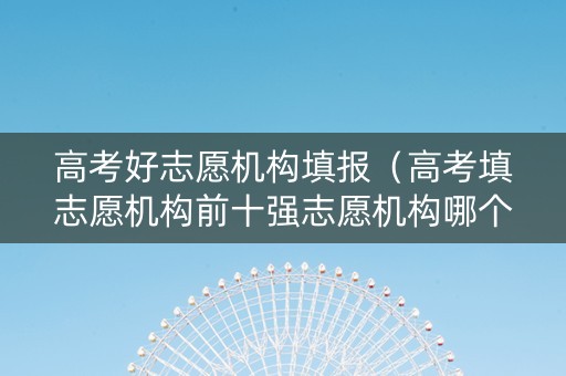高考好志愿机构填报（高考填志愿机构前十强志愿机构哪个好）
