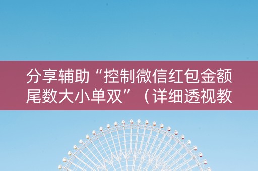 分享辅助“控制微信红包金额尾数大小单双”（详细透视教程）-哔哩哔哩