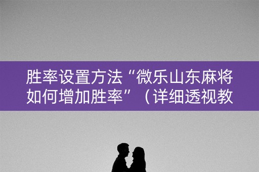 胜率设置方法“微乐山东麻将如何增加胜率”（详细透视教程）-哔哩哔哩