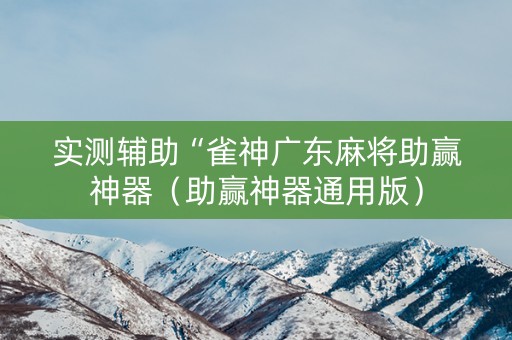 实测辅助“雀神广东麻将助赢神器（助赢神器通用版）
