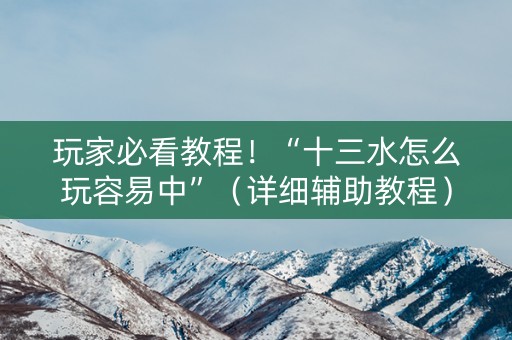 玩家必看教程！“十三水怎么玩容易中”（详细辅助教程）-哔哩哔哩