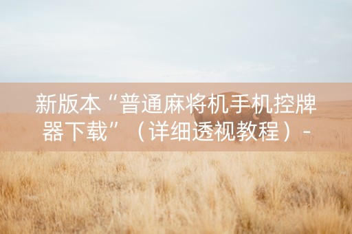 新版本“普通麻将机手机控牌器下载”（详细透视教程）-哔哩哔哩