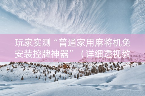 玩家实测“普通家用麻将机免安装控牌神器”（详细透视教程）-哔哩哔哩