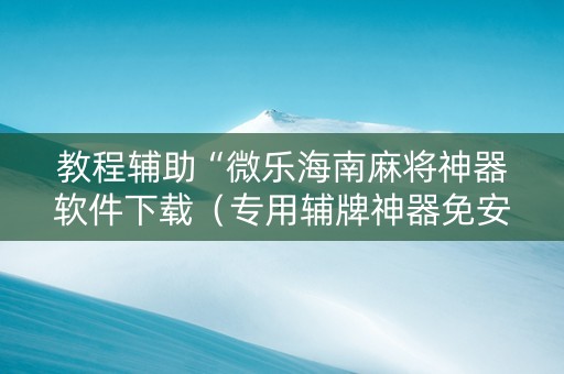 教程辅助“微乐海南麻将神器软件下载（专用辅牌神器免安装）