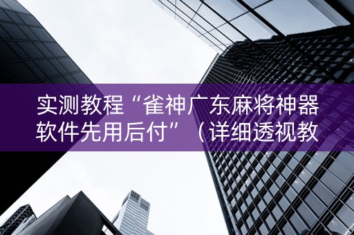 实测教程“雀神广东麻将神器软件先用后付”（详细透视教程）-哔哩哔哩