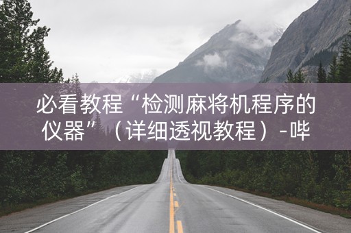必看教程“检测麻将机程序的仪器”（详细透视教程）-哔哩哔哩