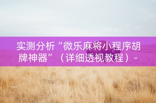 实测分析“微乐麻将小程序胡牌神器”（详细透视教程）-哔哩哔哩