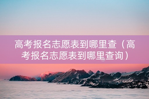 高考报名志愿表到哪里查（高考报名志愿表到哪里查询）