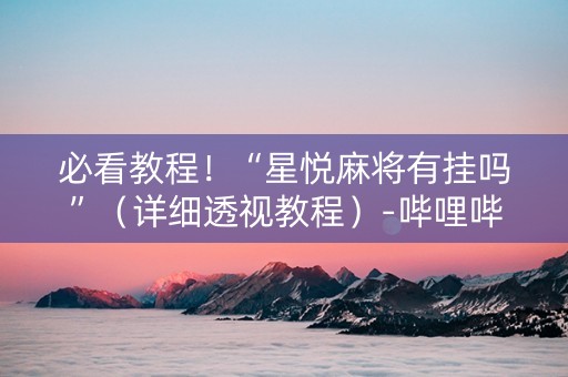 必看教程！“星悦麻将有挂吗”（详细透视教程）-哔哩哔哩
