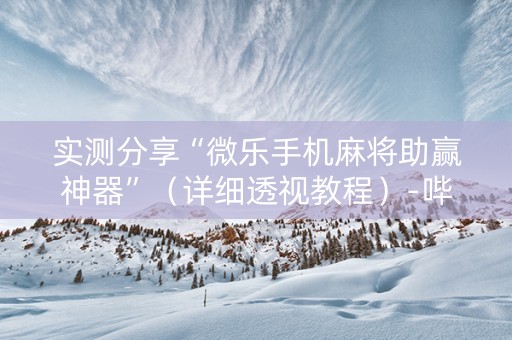 实测分享“微乐手机麻将助赢神器”（详细透视教程）-哔哩哔哩