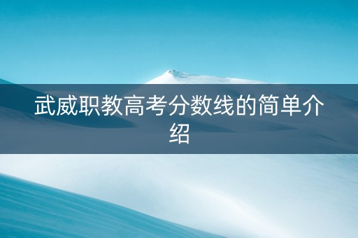 武威职教高考分数线的简单介绍