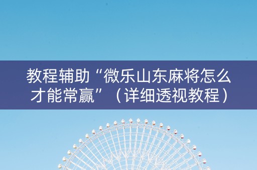 教程辅助“微乐山东麻将怎么才能常赢”（详细透视教程）-哔哩哔哩