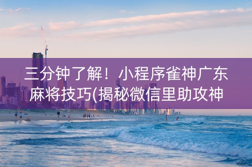 三分钟了解！小程序雀神广东麻将技巧(揭秘微信里助攻神器)