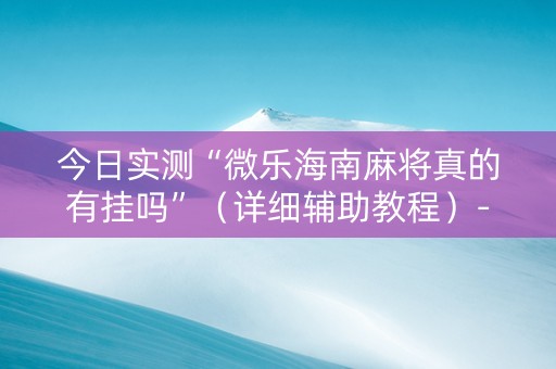 今日实测“微乐海南麻将真的有挂吗”（详细辅助教程）-哔哩哔哩