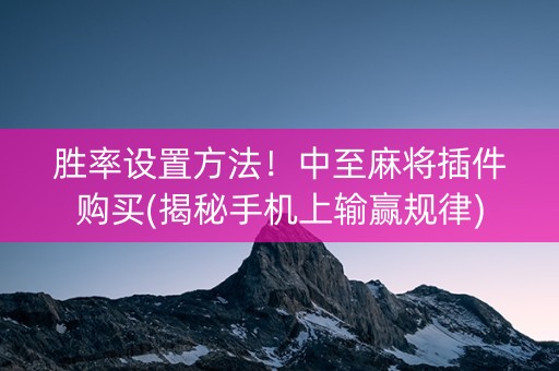 胜率设置方法！中至麻将插件购买(揭秘手机上输赢规律)