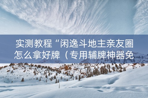 实测教程“闲逸斗地主亲友圈怎么拿好牌（专用辅牌神器免安装）